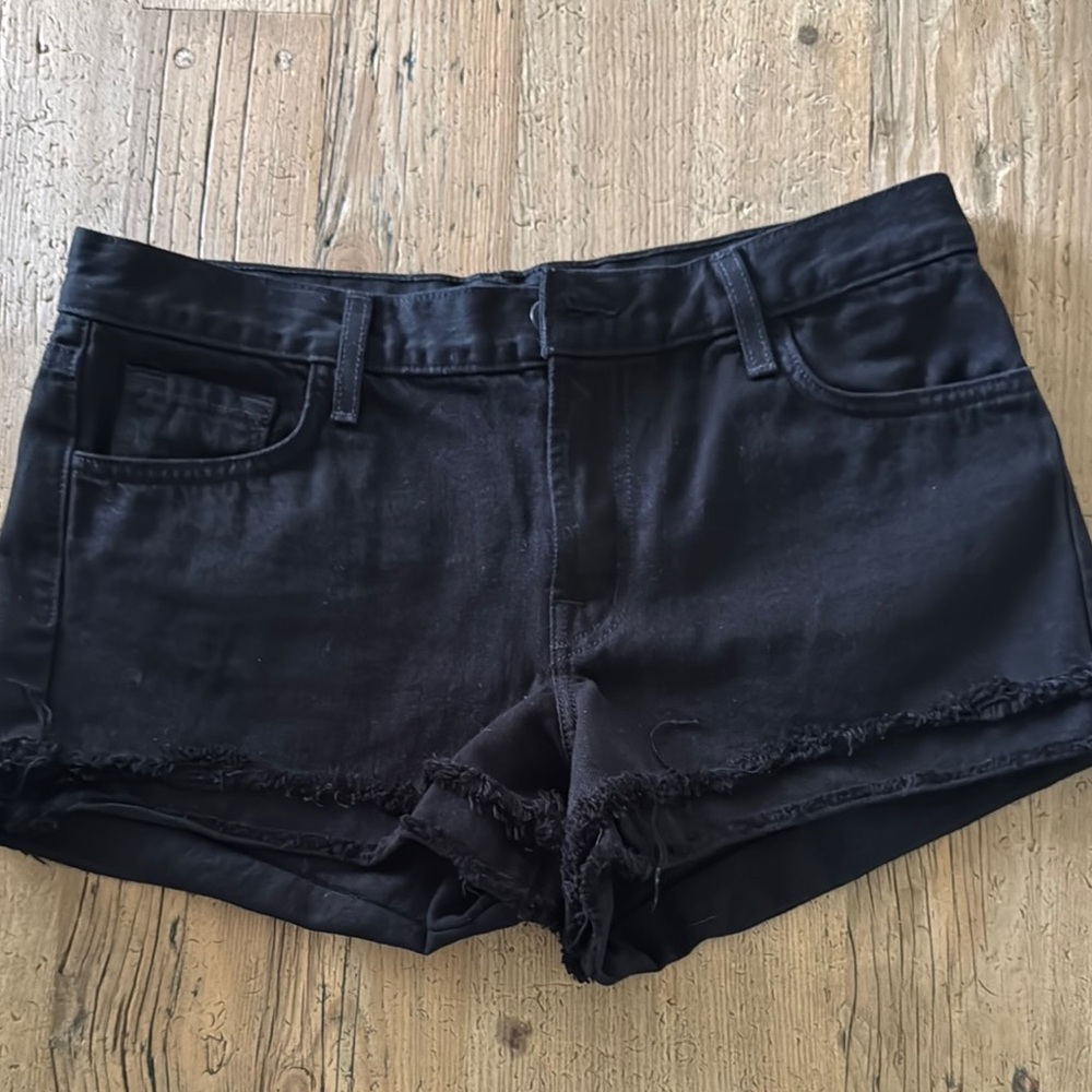 J Brand Black Sachi mid rise shorts